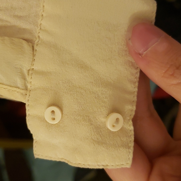 Gold Hawk bamboo silk button up shirt blouse long sleeved semi sheer - Picture 4 of 5